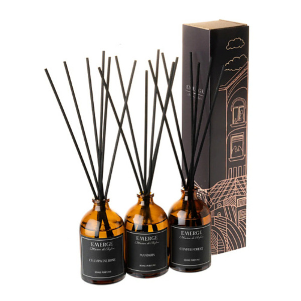 EMERGE Набор 3 диффузора ароматических (Мандарин, Шампанское, Хвойный лес) 3