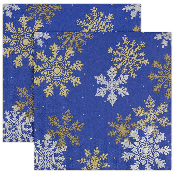 Сервировочные салфетки, Снежинки, Синий, 33*33 см, 20 шт.