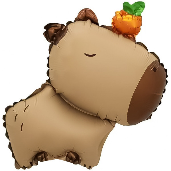 Шар с клапаном (15"/38 см) Мини-фигура, Капибара с мандаринкой, 1 шт.