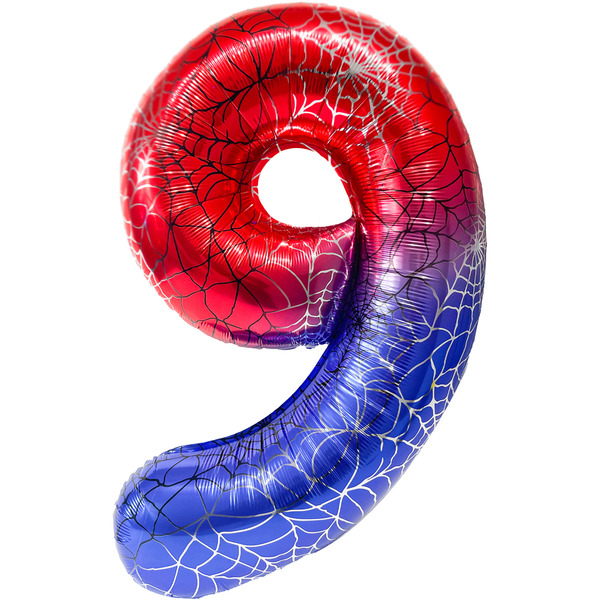 Шар (40"/102 см) Цифра, 9 Героическая тема, Красный/Синий, 1 шт. в уп.