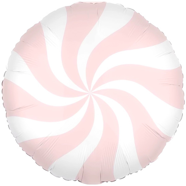 Шар (18"/46 см) Круг, Леденец, Розовый/Белый, Макарунс, 1 шт.