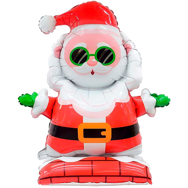 Шар 3D (38"/97 см) Фигура на подставке, Стильный Дед Мороз, 1 шт. в уп.