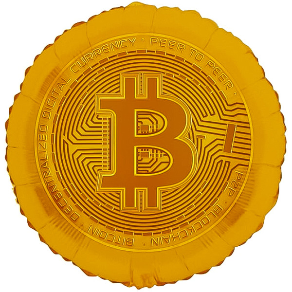 Шар (18"/46 см) Круг, Биткоин, Золото, 1 шт.