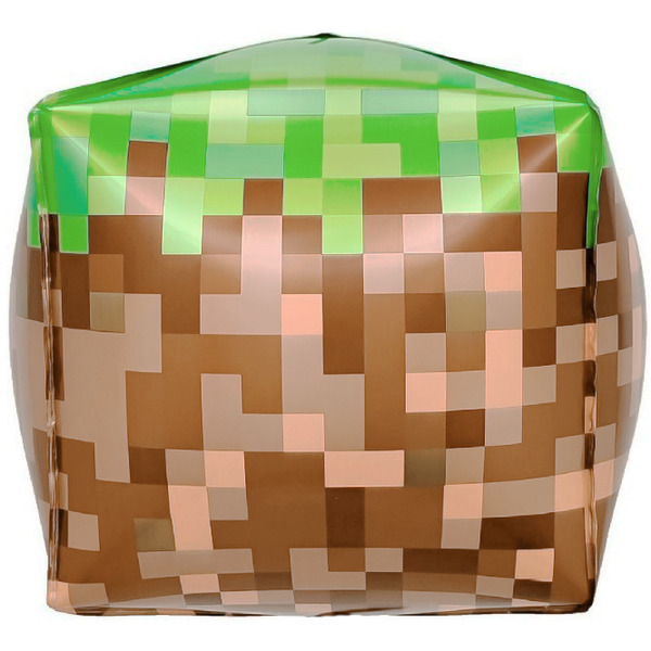 Шар 3D (22"/56 см) Куб, Пиксели, Зеленый/Коричневый, 1 шт.