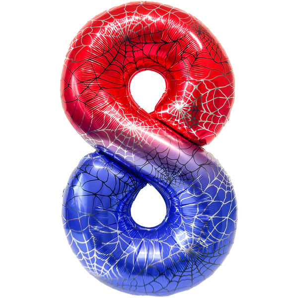 Шар (40"/102 см) Цифра, 8 Героическая тема, Красный/Синий, 1 шт. в уп.