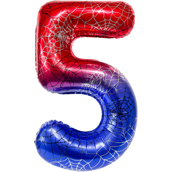 Шар (40"/102 см) Цифра, 5 Героическая тема, Красный/Синий, 1 шт. в уп.