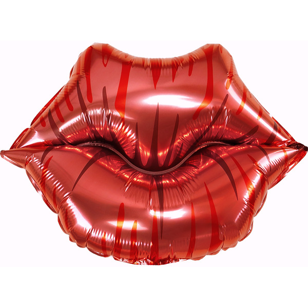 Шар с клапаном (16"/41 см) Мини-фигура, Губы, Поцелуй, 1 шт.