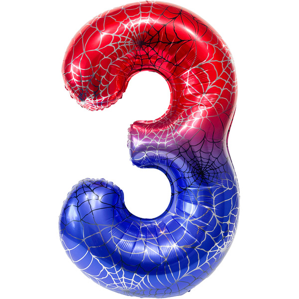Шар (40"/102 см) Цифра, 3 Героическая тема, Красный/Синий, 1 шт. в уп.