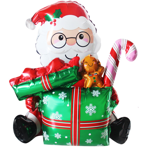 Шар 3D (58"/147 см) Фигура, Дед Мороз с подарками, 1 шт. в уп.