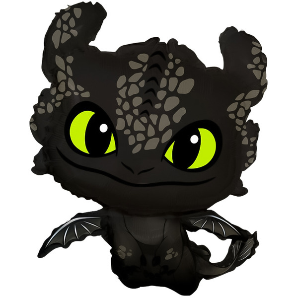 Шар (32"/81 см) Фигура, Любимый Дракон, Черный, 1 шт.