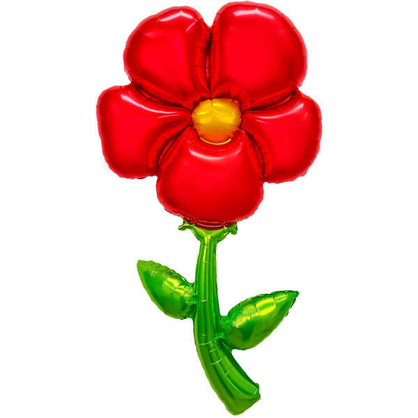 Шар (43"/109 см) Цветок, надув воздухом, Красный, 1 шт.