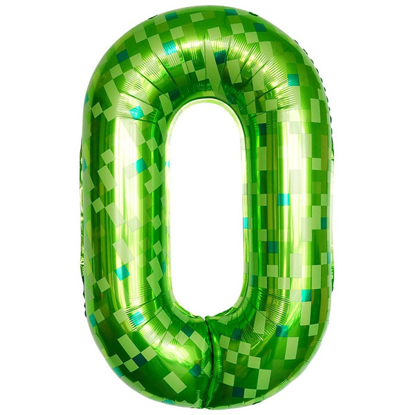 Шар (40"/102 см) Цифра, 0 Пиксели, Зеленый, 1 шт. в уп.
