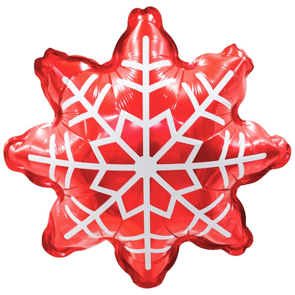 Шар (21"/53 см) Фигура, Снежинка, Красный, 1 шт. в уп.