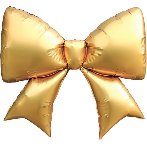 Шар (39"/99 см) Фигура, Бант, Золото, Сатин, 1 шт. в уп.