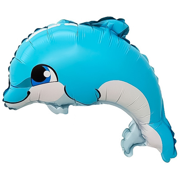 Шар с клапаном (13"/33 см) Мини-фигура, Маленький дельфин, 1 шт.