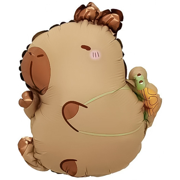 Шар с клапаном (15"/38 см) Мини-фигура, Капибара с черепашкой, 1 шт.