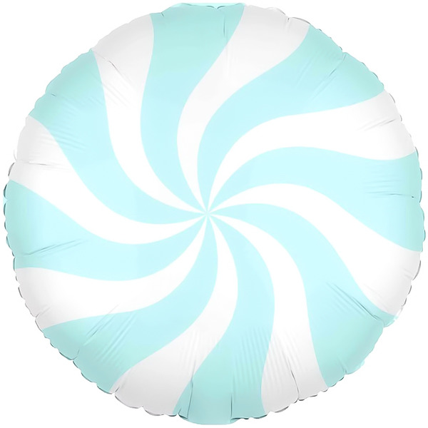 Шар (18"/46 см) Круг, Леденец, Бирюзовый/Белый, 1 шт.
