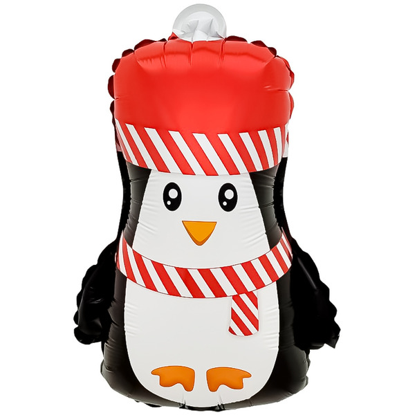 Шар с клапаном (17"/43 см) Мини-фигура, Новогодний пингвин, 5 шт. в уп.