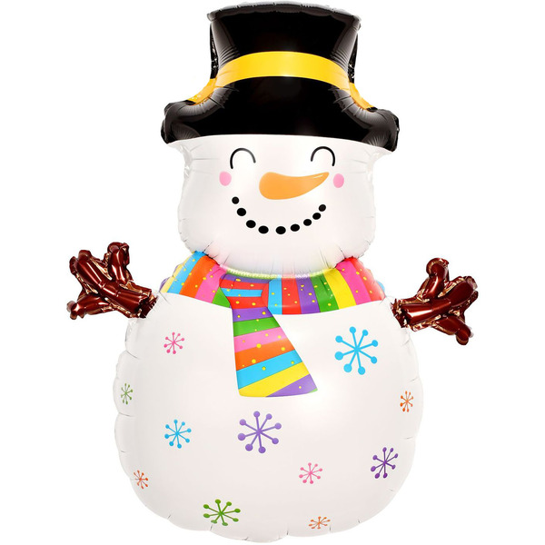 Шар (34"/86 см) Фигура, Снеговик в ярком шарфе, 1 шт. в уп.