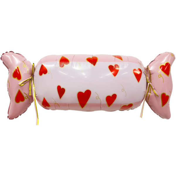 Шар (41"/104 см) Фигура, Конфета Сердечки, Розовый, 1 шт. в уп.