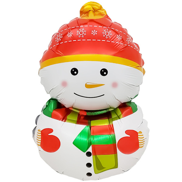 Шар с клапаном (17"/43 см) Мини-фигура, Снеговик в шапочке, 5 шт. в уп.