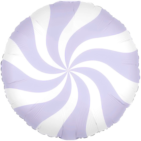 Шар (18"/46 см) Круг, Леденец, Сиреневый/Белый, 1 шт.