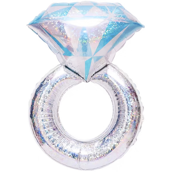 Шар (42"/107 см) Фигура, Кольцо с бриллиантом, Серебро, Голография, 1 шт.