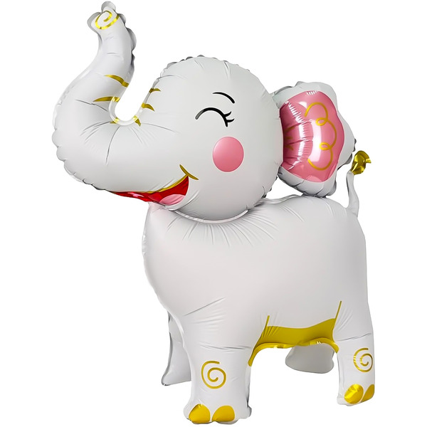 Шар 3D (25"/64 см) Фигура, Слоник, Белый, 1 шт. в уп.