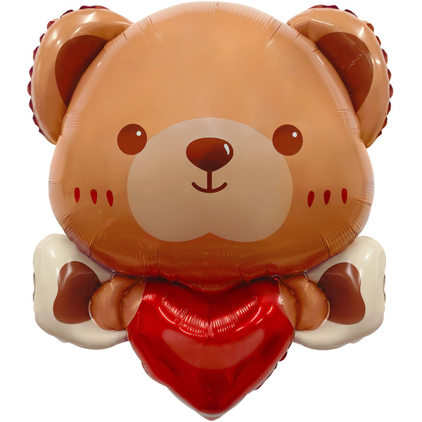 Шар (30"/76 см) Фигура, Мишка с сердцем, 1 шт. в уп.