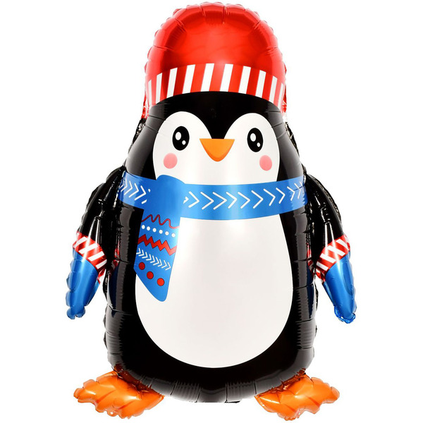 Шар (28"/71 см) Фигура, Пингвин в шапочке, 1 шт. в уп.