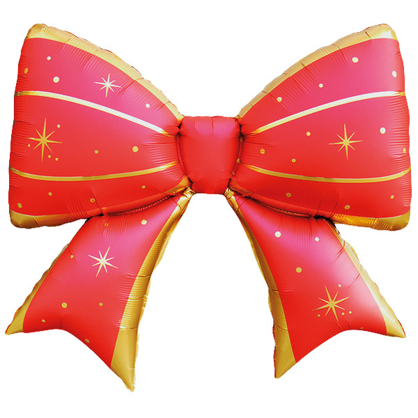 Шар (39"/99 см) Фигура, Бант, Красный/Золото, 1 шт.