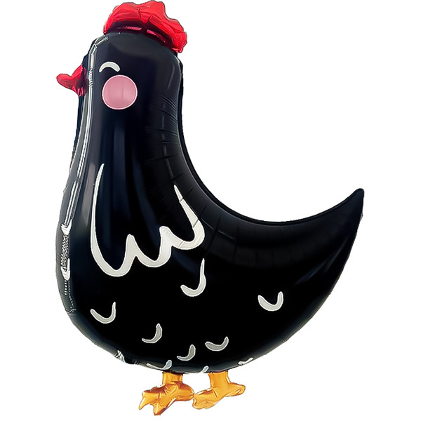 Шар (30"/76 см) Фигура, Курица, Черный, 1 шт. в уп.