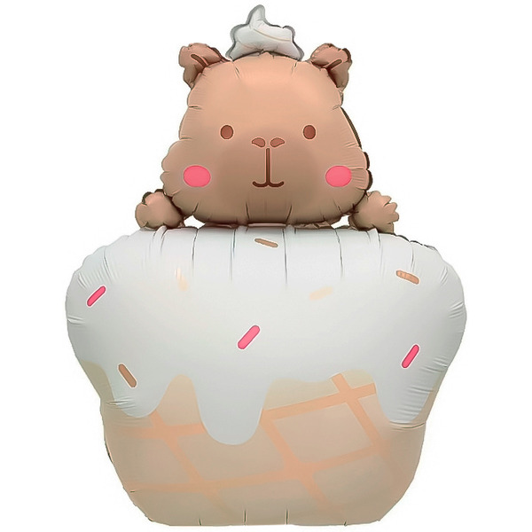 Шар (30"/76 см) Фигура, Кексик с капибарой, 1 шт.