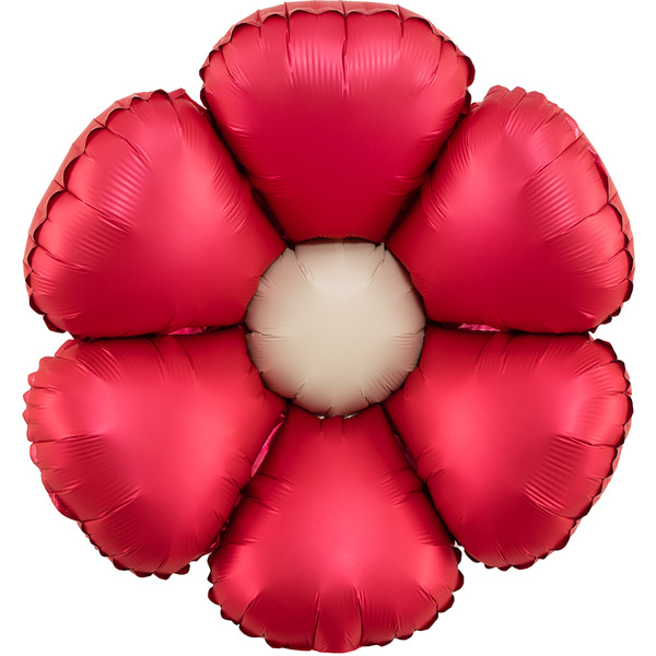 Шар (24"/61 см) Цветок, Ромашка (надув воздухом), Красный, Сатин, 1 шт. в уп.