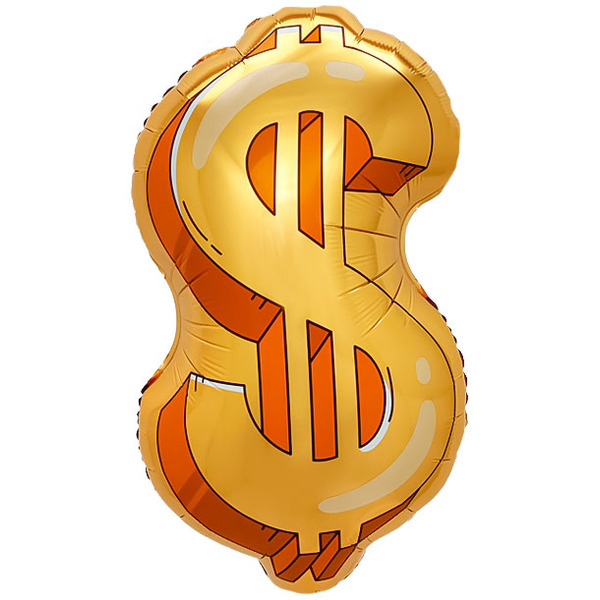 Шар (32"/81 см) Фигура, Знак Доллара, Золото, 1 шт. в уп.