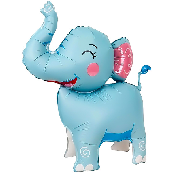 Шар 3D (25"/64 см) Фигура, Слоник, Голубой, 1 шт. в уп.