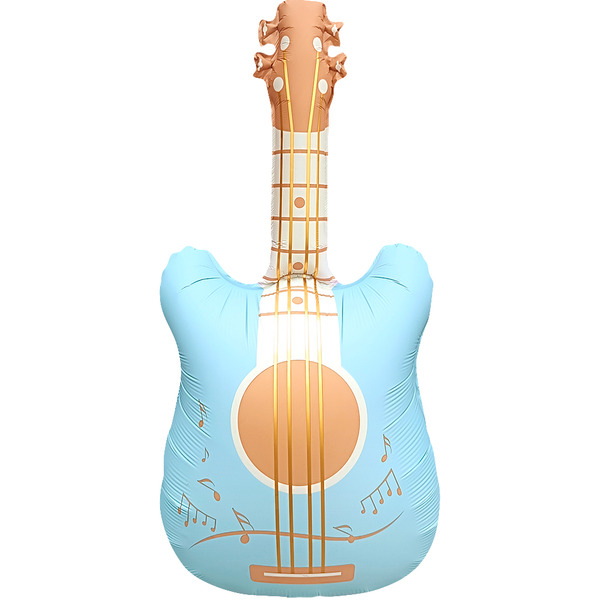 Шар (35"/89 см) Фигура, Гитара, Голубой, 1 шт.