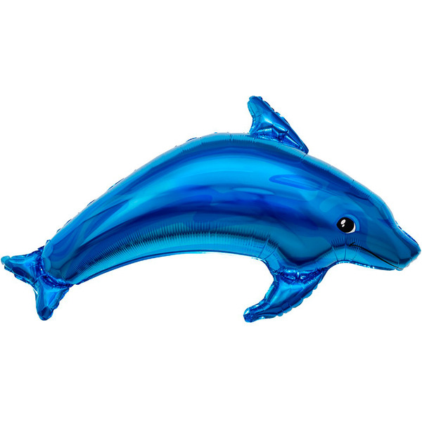 Шар (39"/99 см) Фигура, Дельфин, Голубой, 1 шт. в уп.