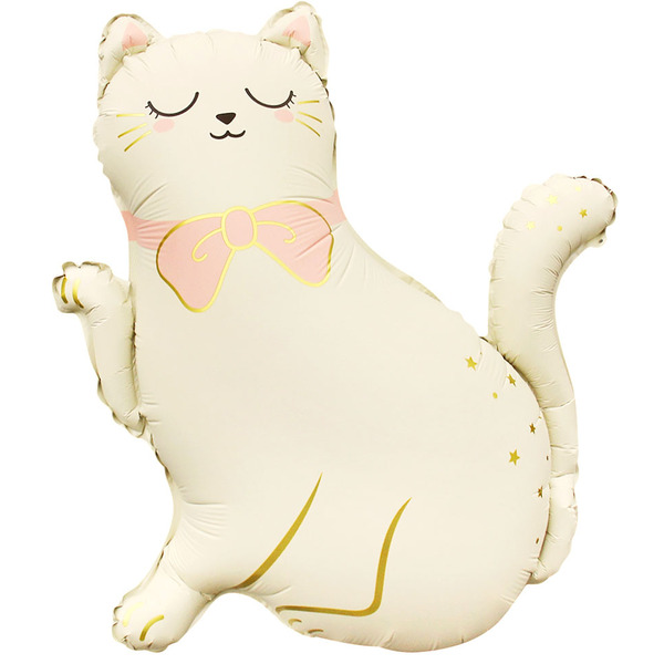 Шар (27"/69 см) Фигура, Кошечка с бантом, Сатин, 1 шт. в уп.