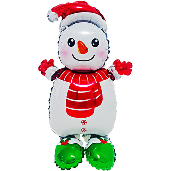 Шар 3D (24"/61 см) Фигура на подставке, Веселый снеговик, 1 шт. в уп.