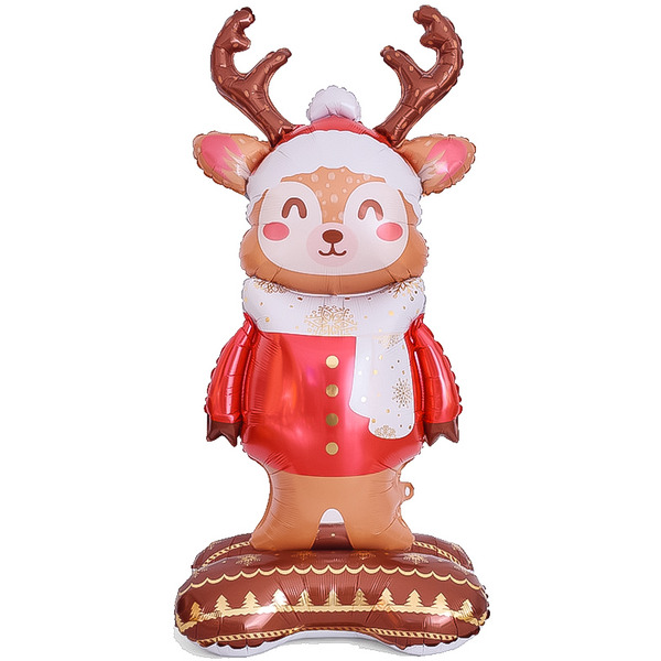Шар 3D (59"/150 см) Фигура на подставке, Новогодний олень, 1 шт.