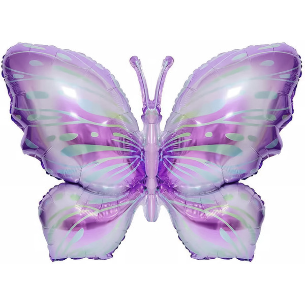 Шар (40"/102 см) Фигура, Воздушная бабочка, Сиреневый, 1 шт. в уп.