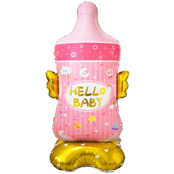 Шар 3D (61"/155 см) Фигура на подставке, Бутылочка для малышки, Розовый, 1 шт. в уп.