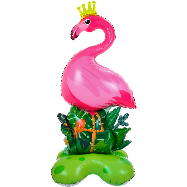 Шар 3D (47"/119 см) Фигура на подставке, Фламинго, Розовый, 1 шт. в уп.