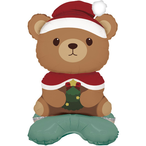 Шар 3D (25"/64 см) Фигура на подставке, Новогодний мишка, 1 шт. в уп.