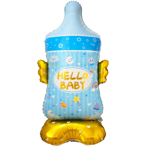 Шар 3D (61"/155 см) Фигура на подставке, Бутылочка для малыша, Голубой, 1 шт. в уп.