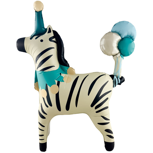 Шар 3D (43"/109 см) Фигура, Цирк, Зебра в колпачке, 1 шт. в уп.