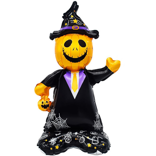 Шар 3D (19"/48 см) Фигура на подставке, Джек Тыква, 1 шт.