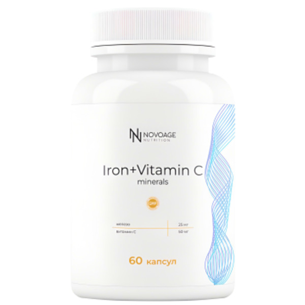 NOVOAGE nutrition, Железо (бисглицинат) + Витамин С, капсулы, 60 шт.
