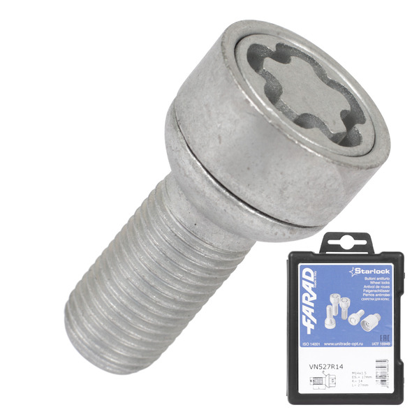 Болт секретный Farad 14х1,5х27 4+1 17 сфера VN527R14